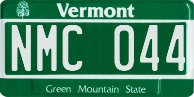 VT license plate NMC044