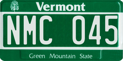 VT license plate NMC045