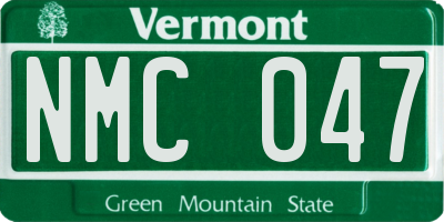 VT license plate NMC047