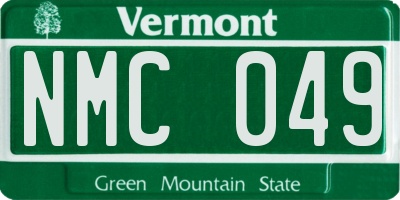 VT license plate NMC049