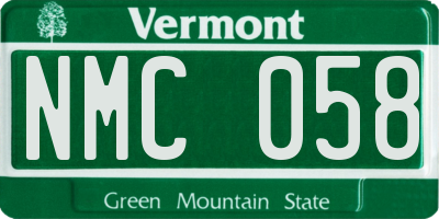 VT license plate NMC058