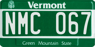 VT license plate NMC067