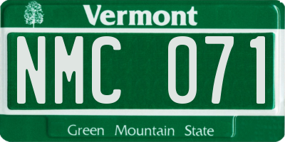 VT license plate NMC071
