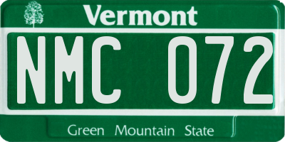 VT license plate NMC072