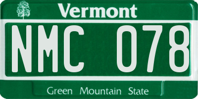 VT license plate NMC078