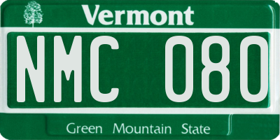 VT license plate NMC080