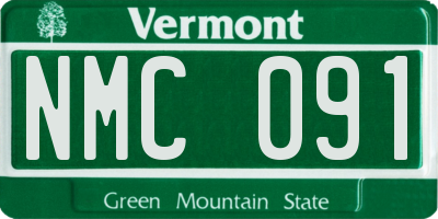 VT license plate NMC091