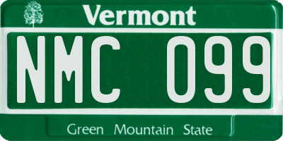 VT license plate NMC099