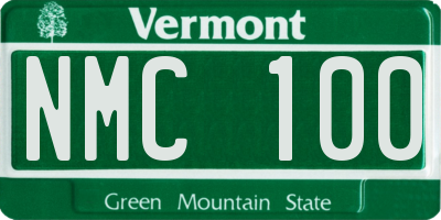 VT license plate NMC100