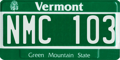 VT license plate NMC103