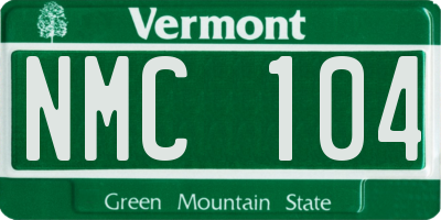 VT license plate NMC104