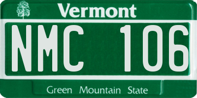 VT license plate NMC106