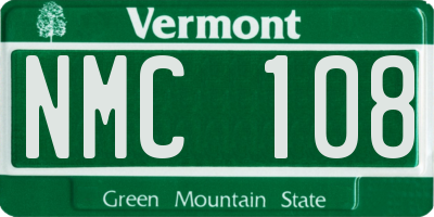 VT license plate NMC108