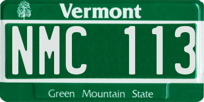 VT license plate NMC113