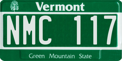VT license plate NMC117