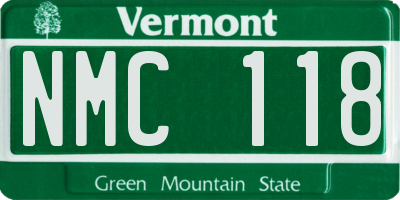 VT license plate NMC118