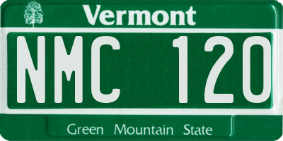 VT license plate NMC120
