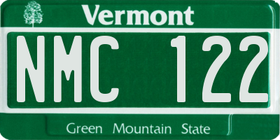 VT license plate NMC122