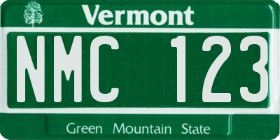 VT license plate NMC123