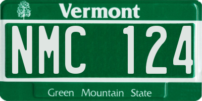 VT license plate NMC124