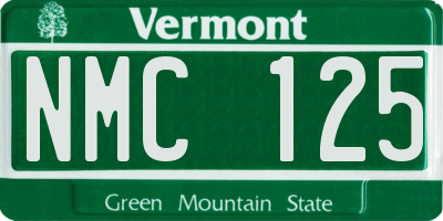 VT license plate NMC125