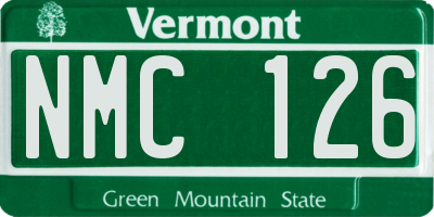 VT license plate NMC126