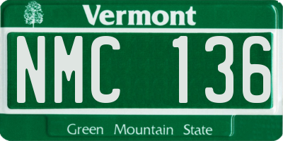 VT license plate NMC136