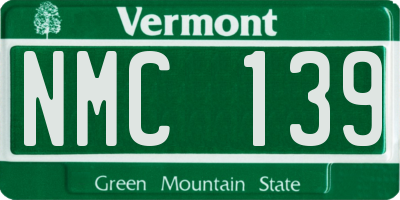 VT license plate NMC139