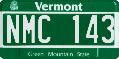 VT license plate NMC143