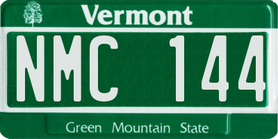 VT license plate NMC144