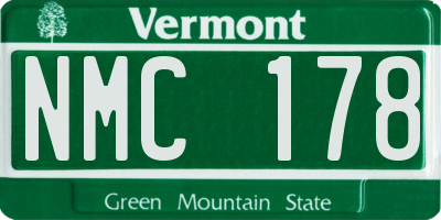 VT license plate NMC178