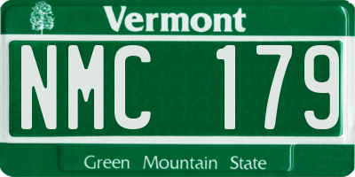 VT license plate NMC179
