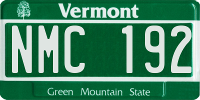 VT license plate NMC192