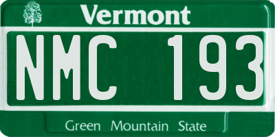 VT license plate NMC193