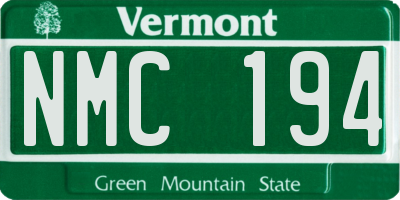 VT license plate NMC194