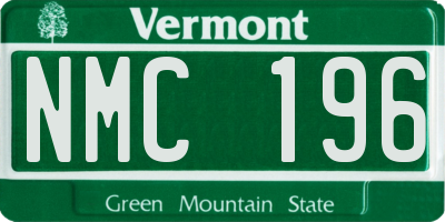 VT license plate NMC196