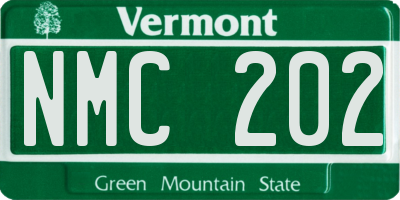 VT license plate NMC202