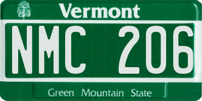 VT license plate NMC206