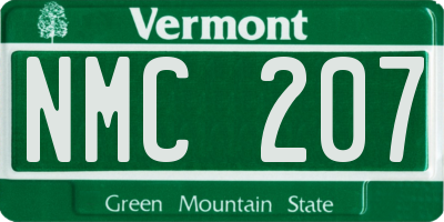 VT license plate NMC207