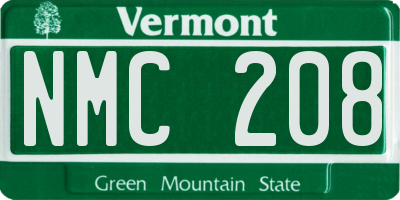 VT license plate NMC208