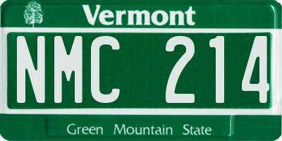 VT license plate NMC214