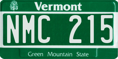 VT license plate NMC215