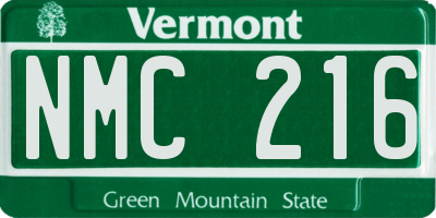 VT license plate NMC216