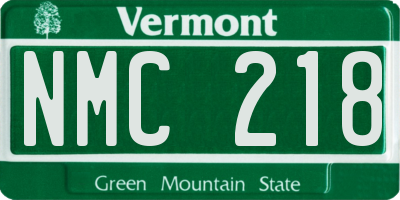 VT license plate NMC218