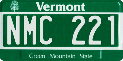 VT license plate NMC221