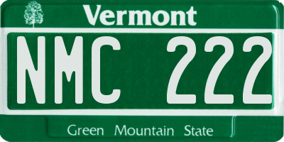 VT license plate NMC222