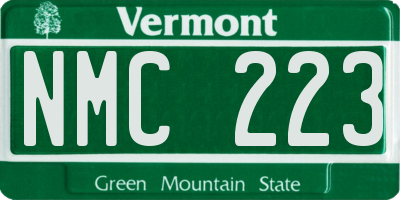 VT license plate NMC223