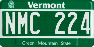 VT license plate NMC224
