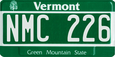VT license plate NMC226