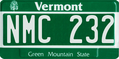 VT license plate NMC232